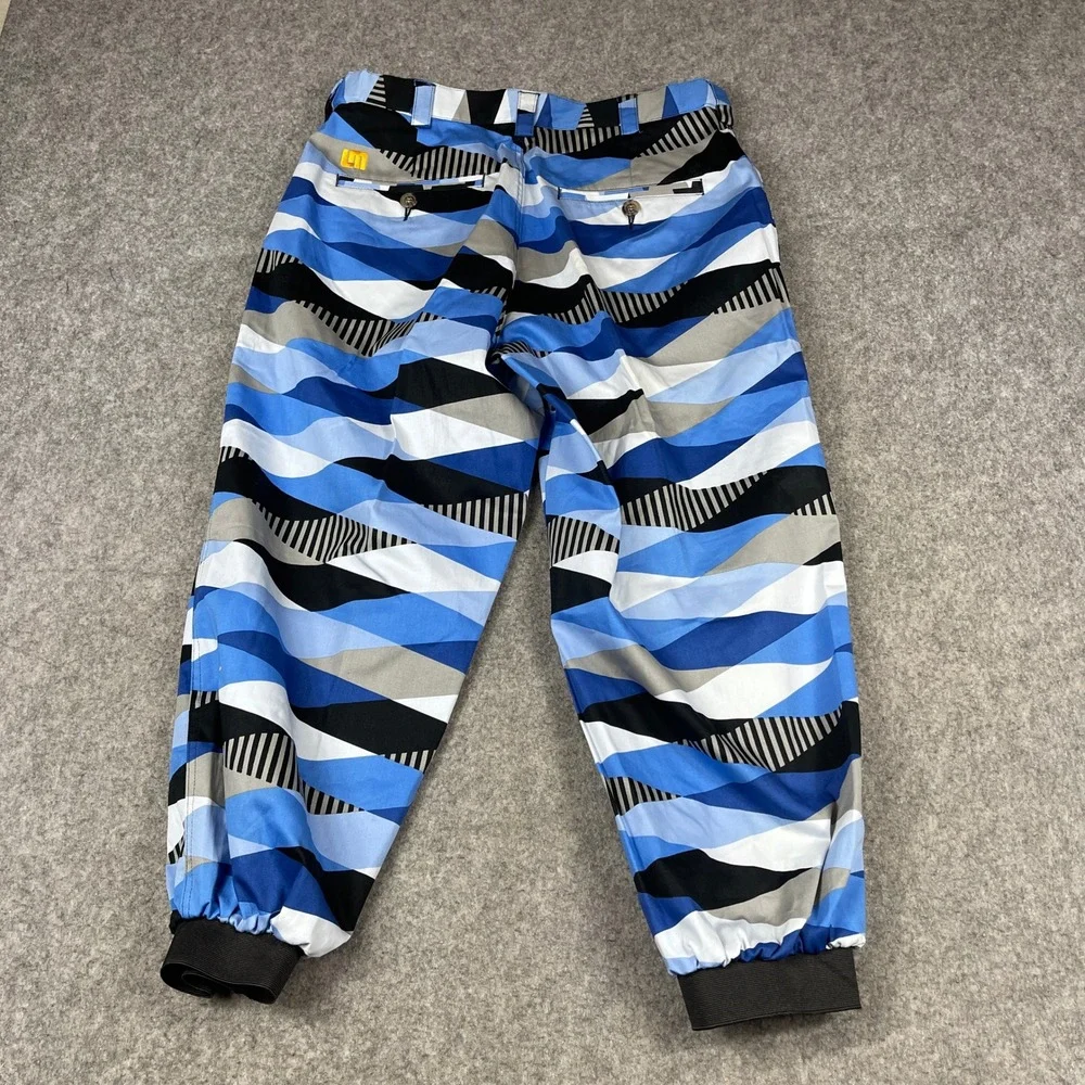 Loudmouth Golf Knickers Pants Mens 32 Abstract Geometric AOP Blue Black Grey